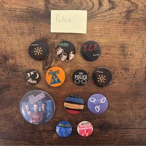 VTG 80’s The Police Pinback Concert buttons vintage - UK  1980s pins Rock